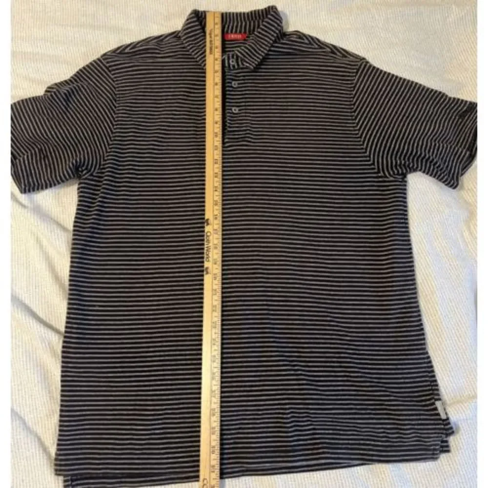 Izod Luxury Sport Polo‎ Mens L Short Sleeve Black & White Stripe - Pre Owned